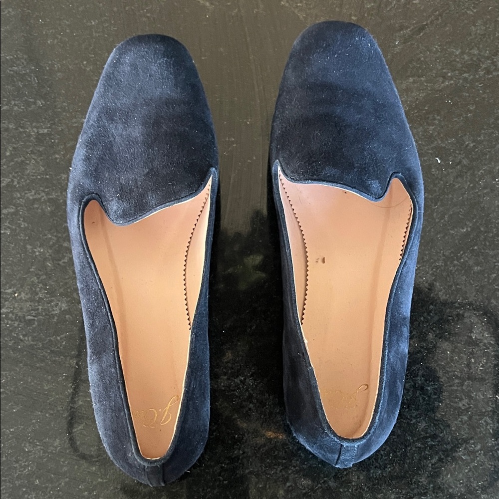 Jcrew Suede Navy Blue Women's Loafers Smoking Slippers - 8.5